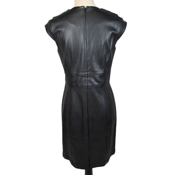 Ann Taylor Faux Leather Sheath Dress Black Size 6 - Picture 2 of 16
